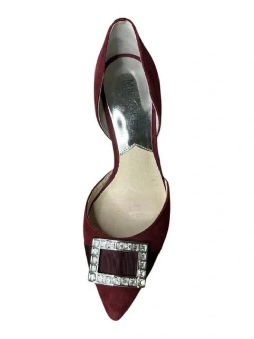 Michael Kors Burgundy Suede Kitten Heels with Rhinestone Buckle – Size 5M - Picture 4 of 8